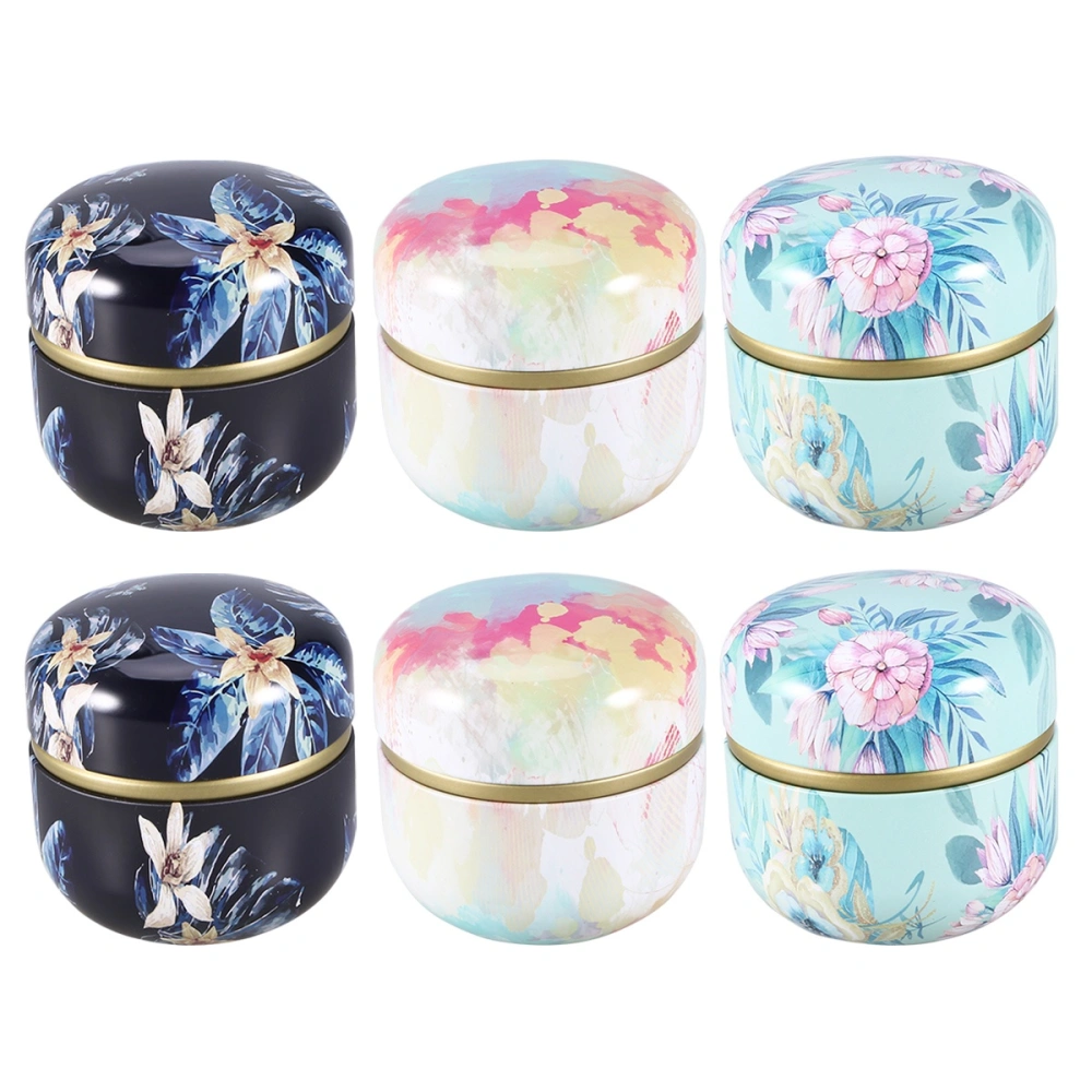 6 Pcs Mini Tinplate Tea Leaf Jar Portable Small Round Candy Jar Dual Lid Sealing Can Aromatizer Spice Storage Tank