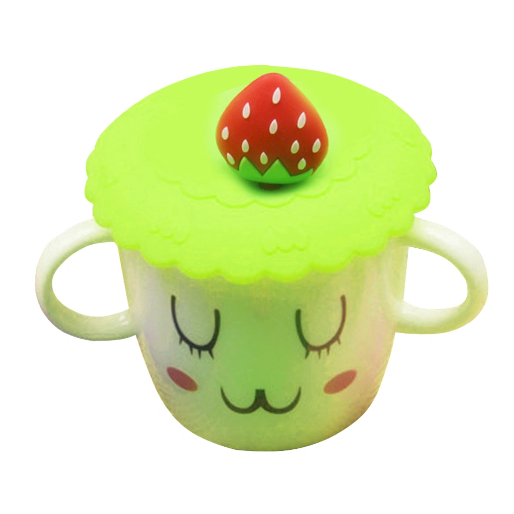 1pc Dustproof Silicone Cup Lid Creative Sealed Leakproof Cover Cup Lids Suction Seal Covers (Strawberry Shaped Lid)