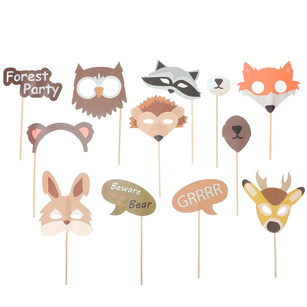 10pcs Mask Animal Pattern Photo Props Birthday Party Interesting Decoration Photo Booth Props Set Party Supplies