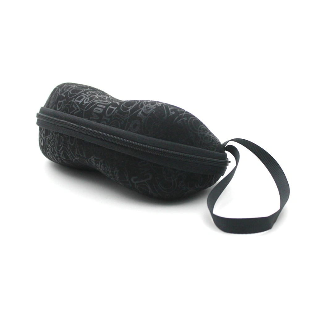 Portable Protective Hard Sunglasses Eyeglasses Case with Zipper and Hanging Hook(Black)