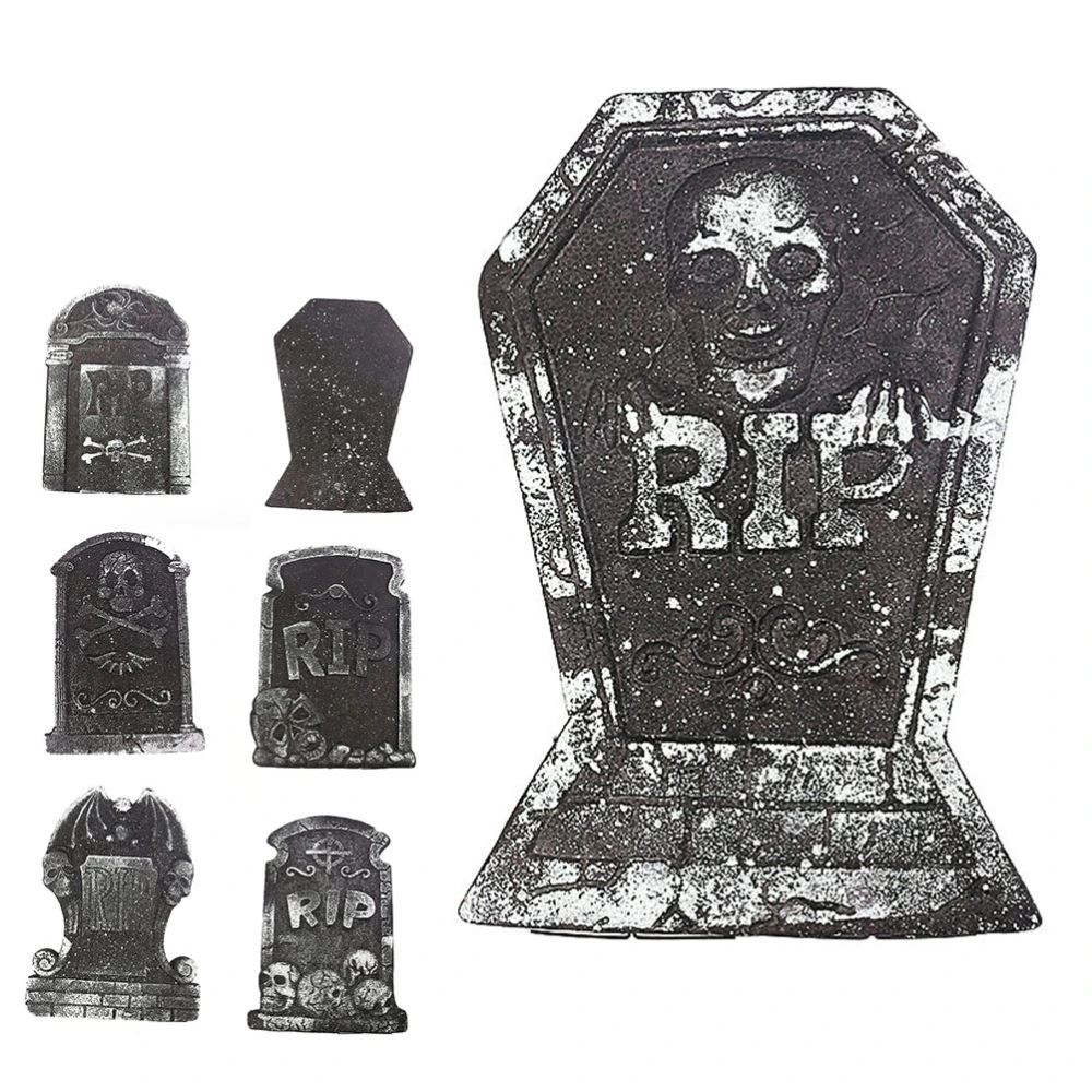 Halloween Tombstone Skeleton Tombstone Haunted House RIP Stone Grisly Props Party Decor Yard Decoration(Random Style)