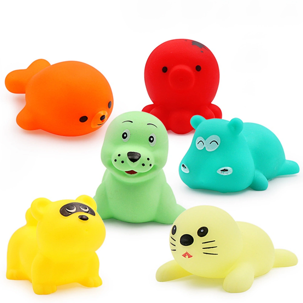 12pcs Decorative Children Bathing Toys Water Toy Squeeze Sound Animal Bath Squirter Floating Bathtub Squirters Bathtime Fun Toys Without Fishing Net(6pcs Sea Lion + 6pcs Giraffe)