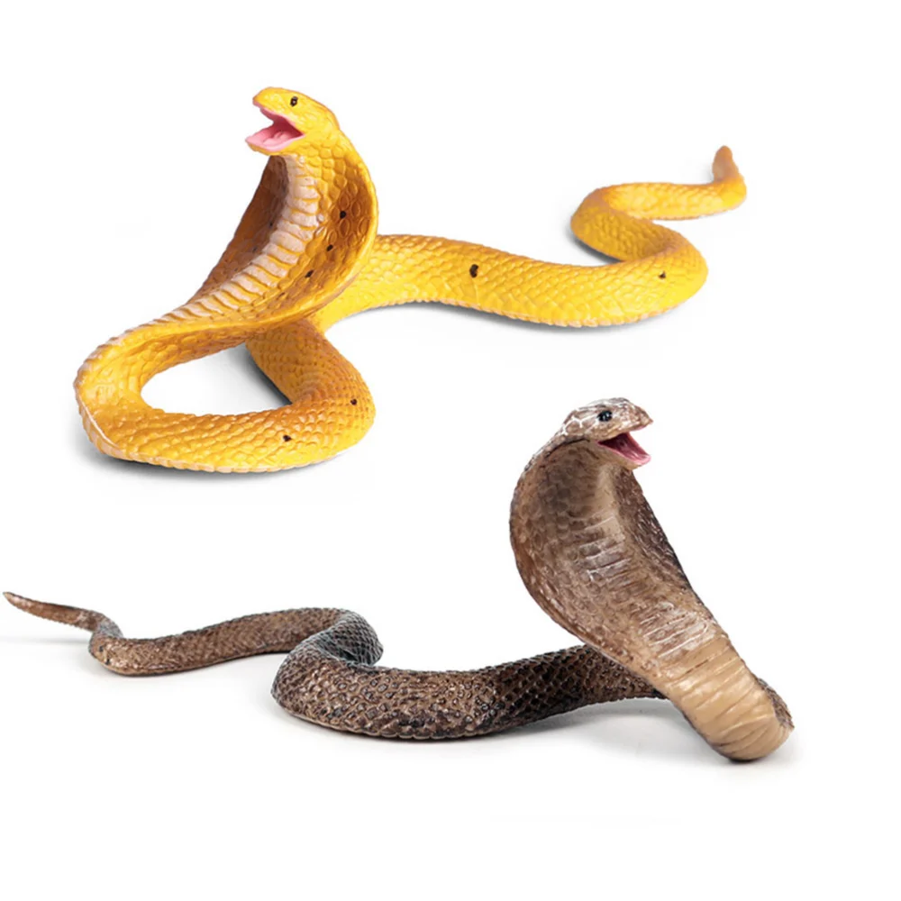 1PC Golden Cobra Model Simulation Snake Decoration Plastic Reptile Decor Desktop Ornament Prank Prop