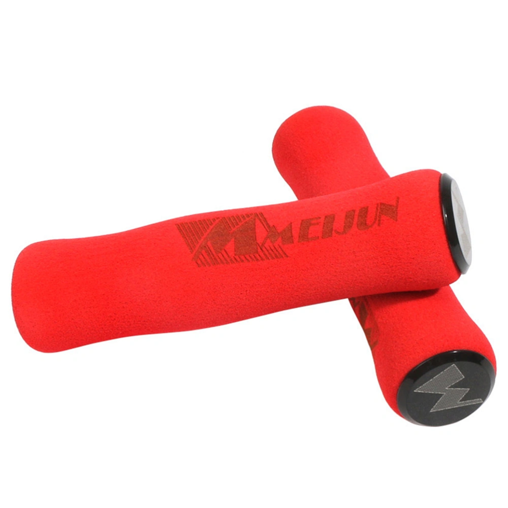 1 Pair Sponge Handlebar Grips Anti-slip Absorb Handlebar Grips for Mountain Bike (Red)