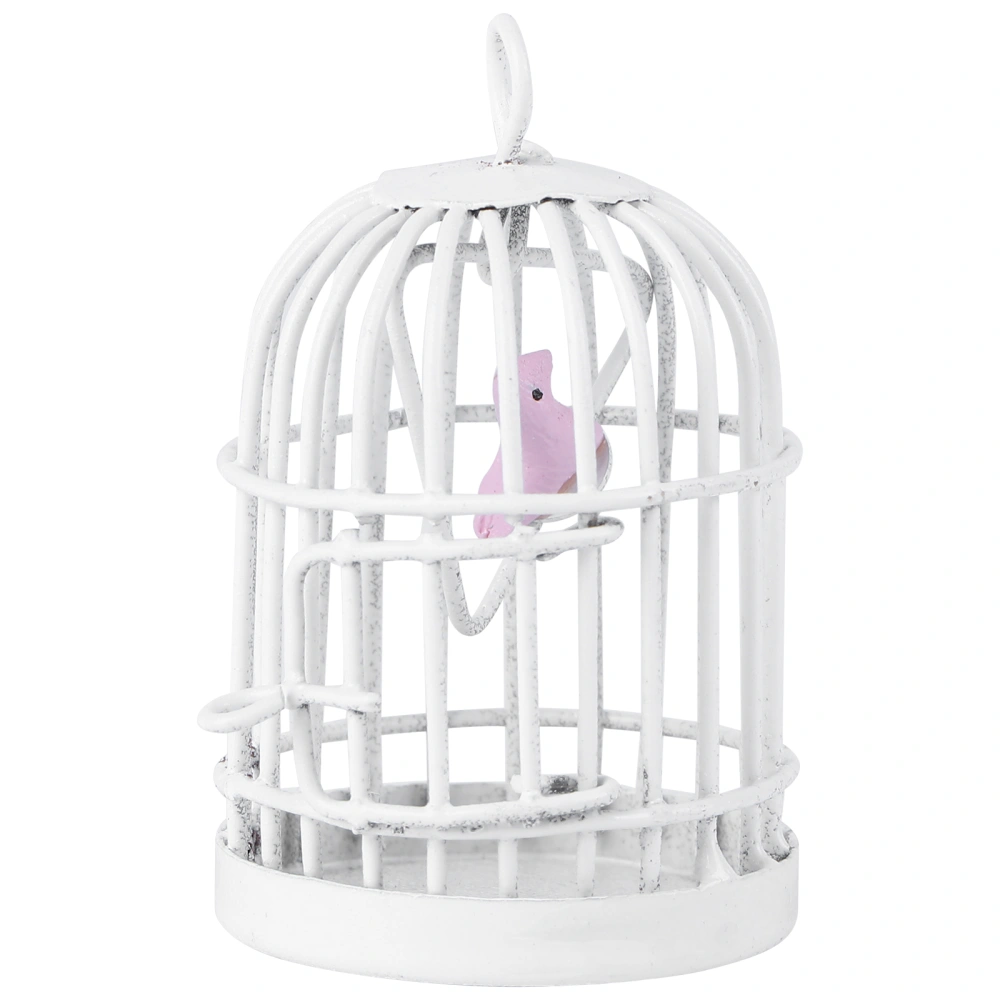 1Pc Mini House Adornment Decorative Mini Birdcage with Simulation Bird Miniature