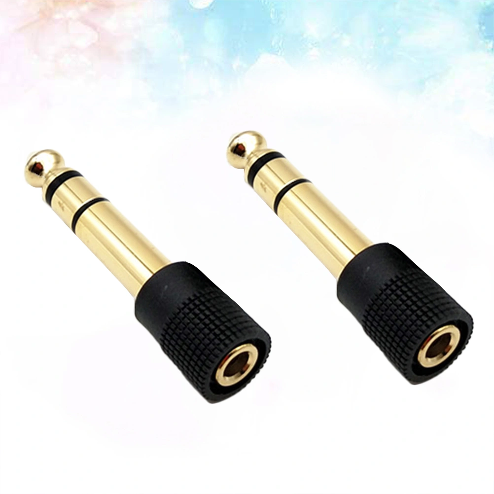 5 Pcs Gold-plated Copper 6.5mm Male to 3.5mm Female Plug Audio Headset Microphone Guitar Recording Adapter 6.35mm Male Plug to 3.5mm Female Connector Converter (Golden)