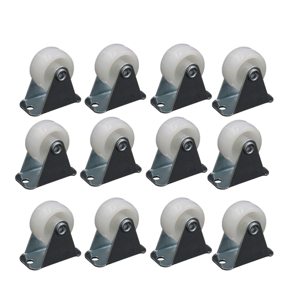 12 Pcs 1 Inch Floor Protecting Office Caster Wheels Metal Plate Hard Plastic Wheels Furniture Castors