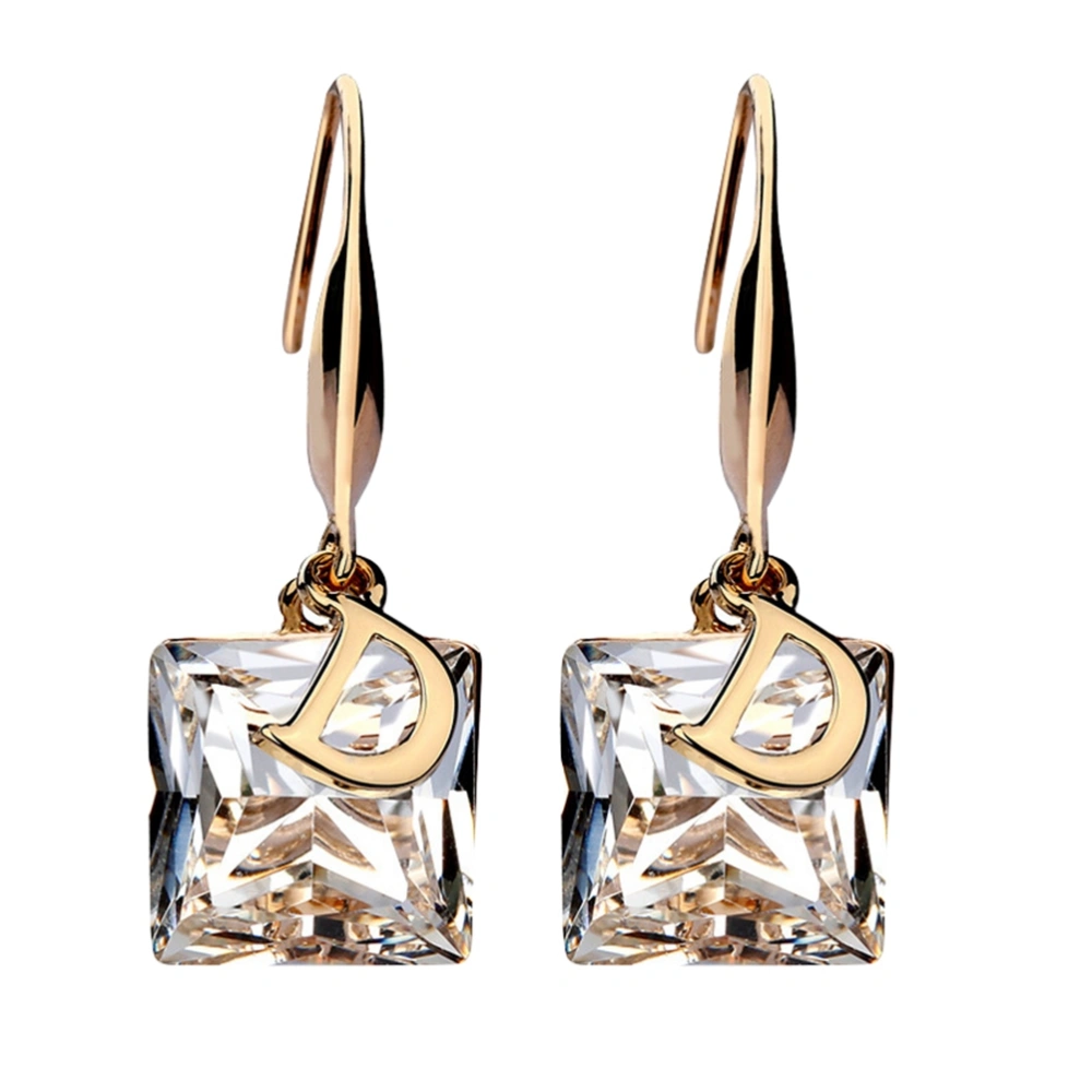 Fashion D Letter Crystal Earrings Personality Temperament Elegant Women Earrings Jewelry