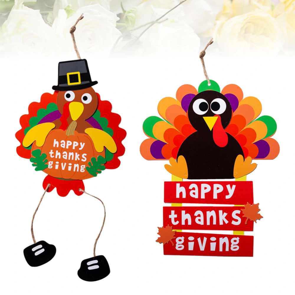 2PCS Happy Thankgiving DIY Crafting Materials Set Handmade Turkey Hanging Decorations Kids Educational Toys