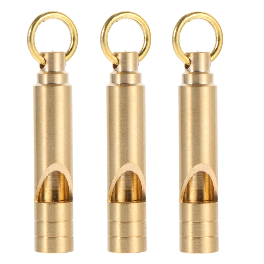 3Pcs Retro Brass Whistles Emergency Brass Whistles Outdoor Survival Whistles