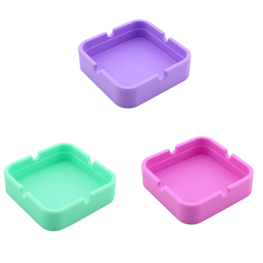 3PCS Silicone Ashtray Unbreakable Rubber Heat Resistant (Rose Red Mint Green Violet Purple)