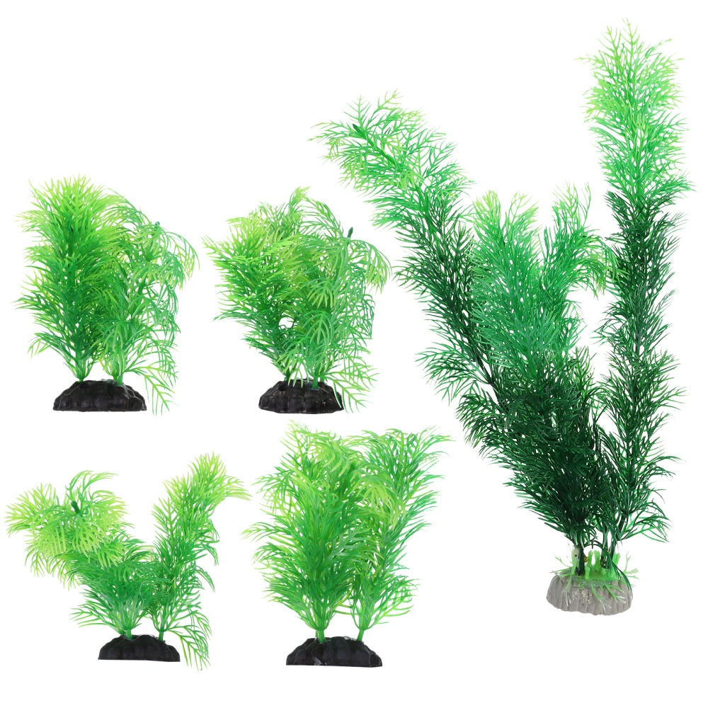 5PCS Aquarium Water Plants Artificial Water Grass Fish Tank Decoration (Green)