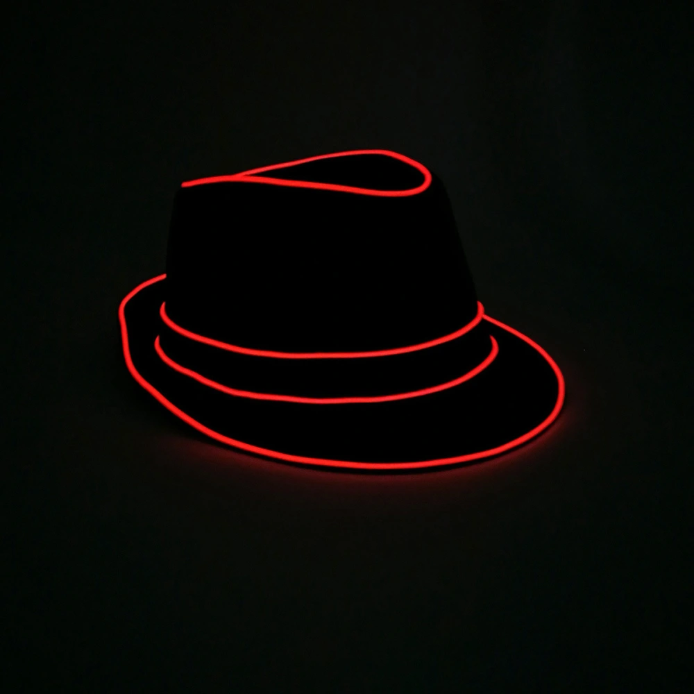 1.5V LED Jazz Hat Flashing Fedora Falshing Stage Performing Halloween Fancy Dress Party (Red Light)