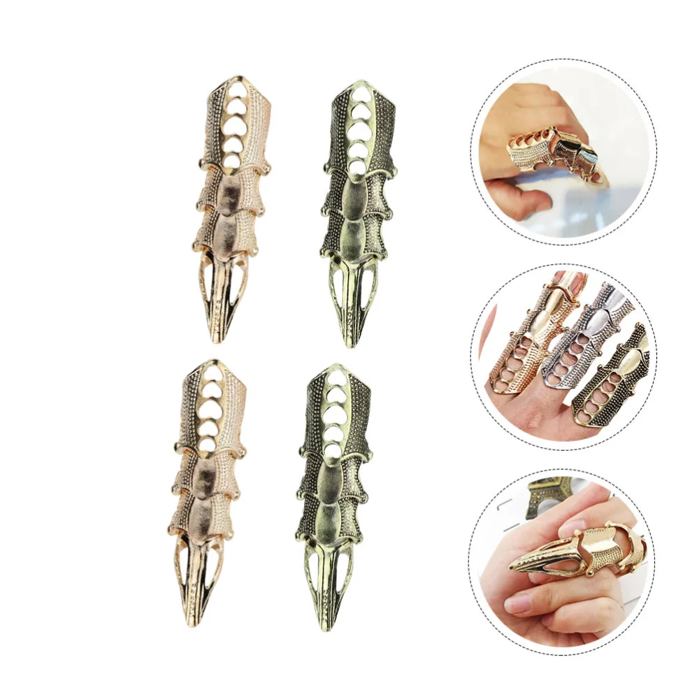 4pcs Stylish Alloy Finger Rings Funny Alloy Knuckle Bendable Rings Finger Decors