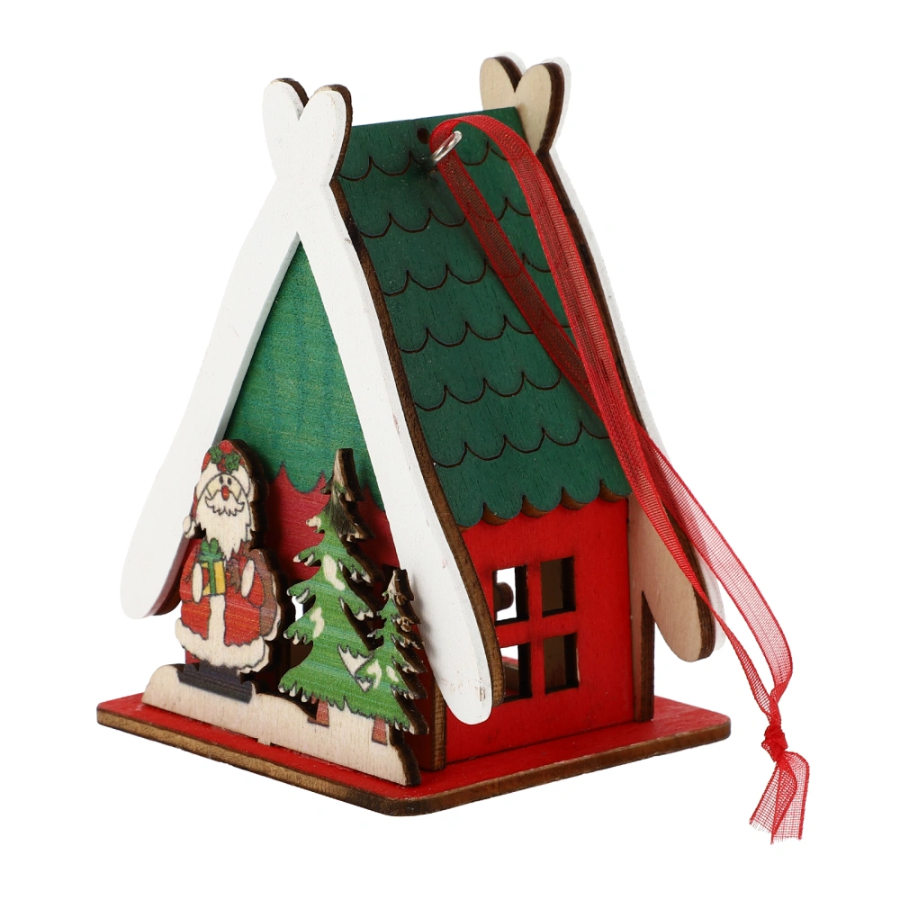 1Pc Christmas Wooden House Pendant Luminous Tree Hanging Decor Home Pendant