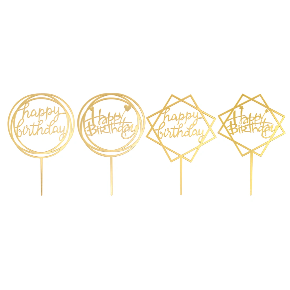 6 Pcs Cake Toppers Multi-shapes Mixed Acrylic Cake Fruit Picks Dessert Table Decorative Supplies (Mixed)