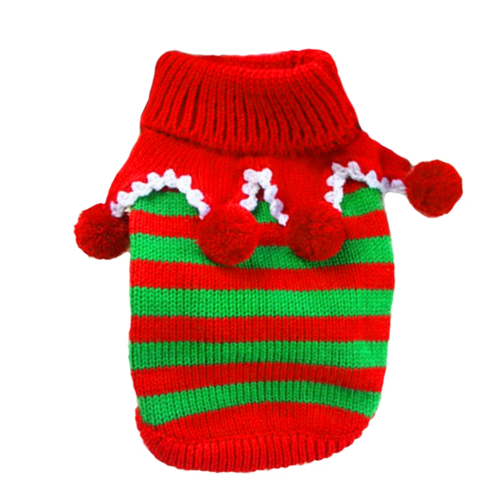 Stylish Pet Dog Christmas Striped Sweater Thickened Sweater for Small Dog Size S (Red Green)