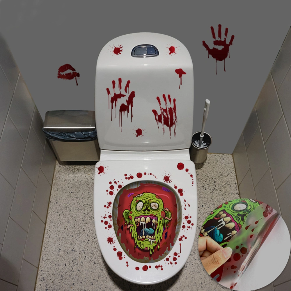  Toilet Seat Stickers Waterproof Wall Pasters Zombie Pattern Wall Sticker