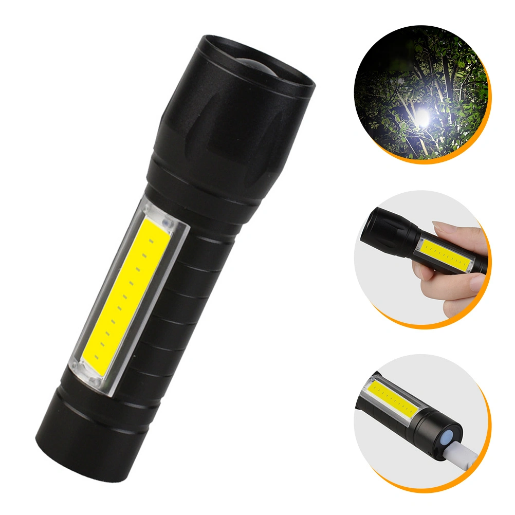 Mini Strong Light Flashlight Portable COB Side Light Flashlight USB Rechargeable Flashlight