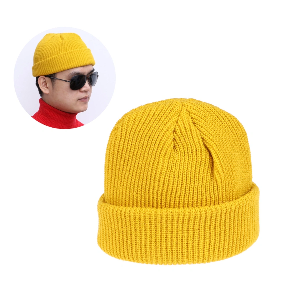 Universal Cold Hat Winter Warm Headgear Knit Wool Hat Melon Outdoor Hat for Men and Women (Yellow)