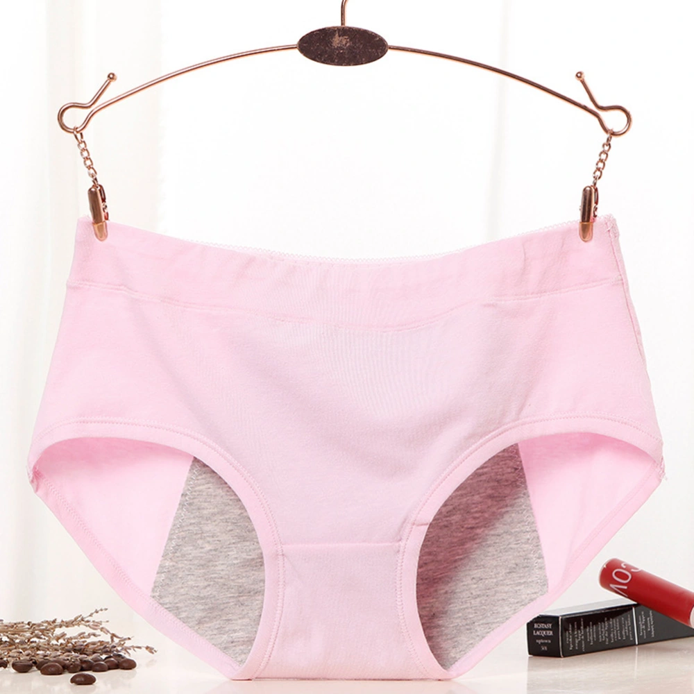 Female Physiological Pants Leak Proof Menstrual Women Underwear Period Panties Cotton Health Seamless Briefs in the Waist - Size L (Pink)