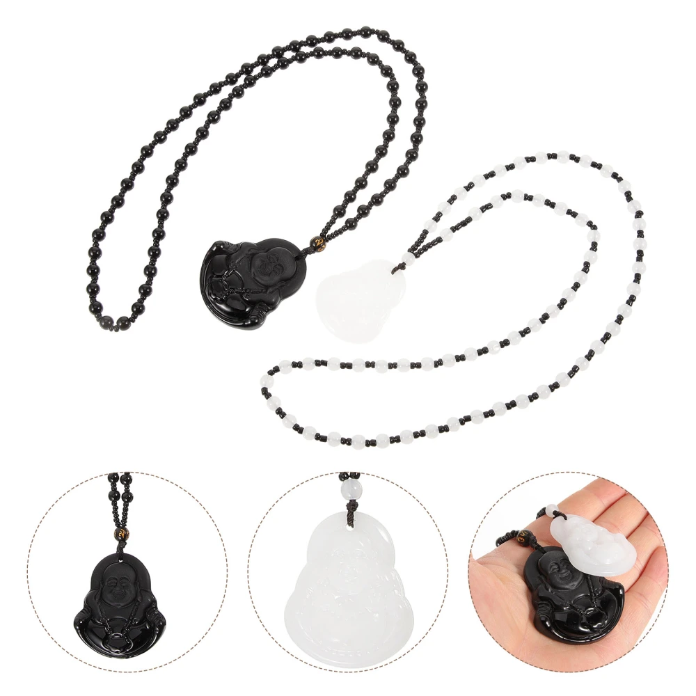 2pcs Pendant Necklaces Buddha Necklace Fashionable Necklace Jewelry Gift for Women Men