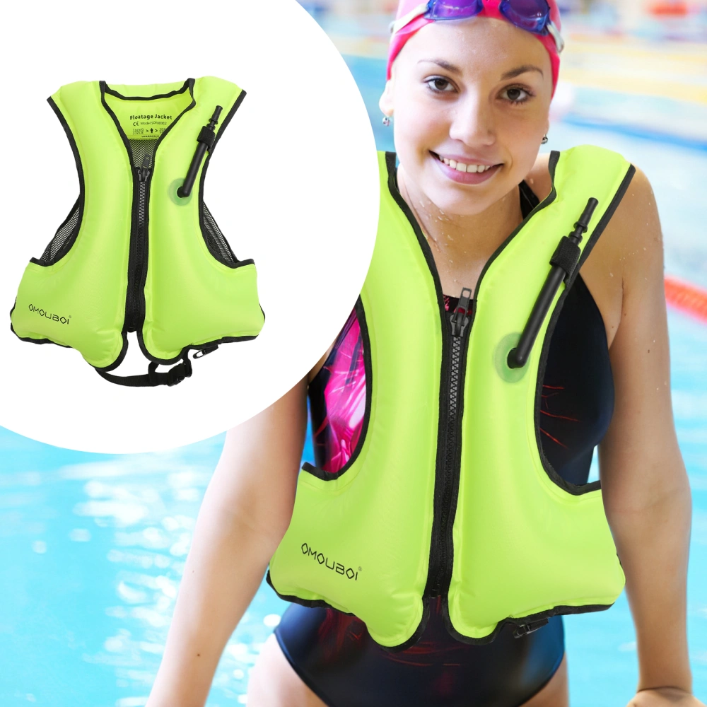 1PC Manual Inflatable Life Outdoor Portable Floating Life Vest Safety for Swimming Boating Sailing (Fluorescent Green)