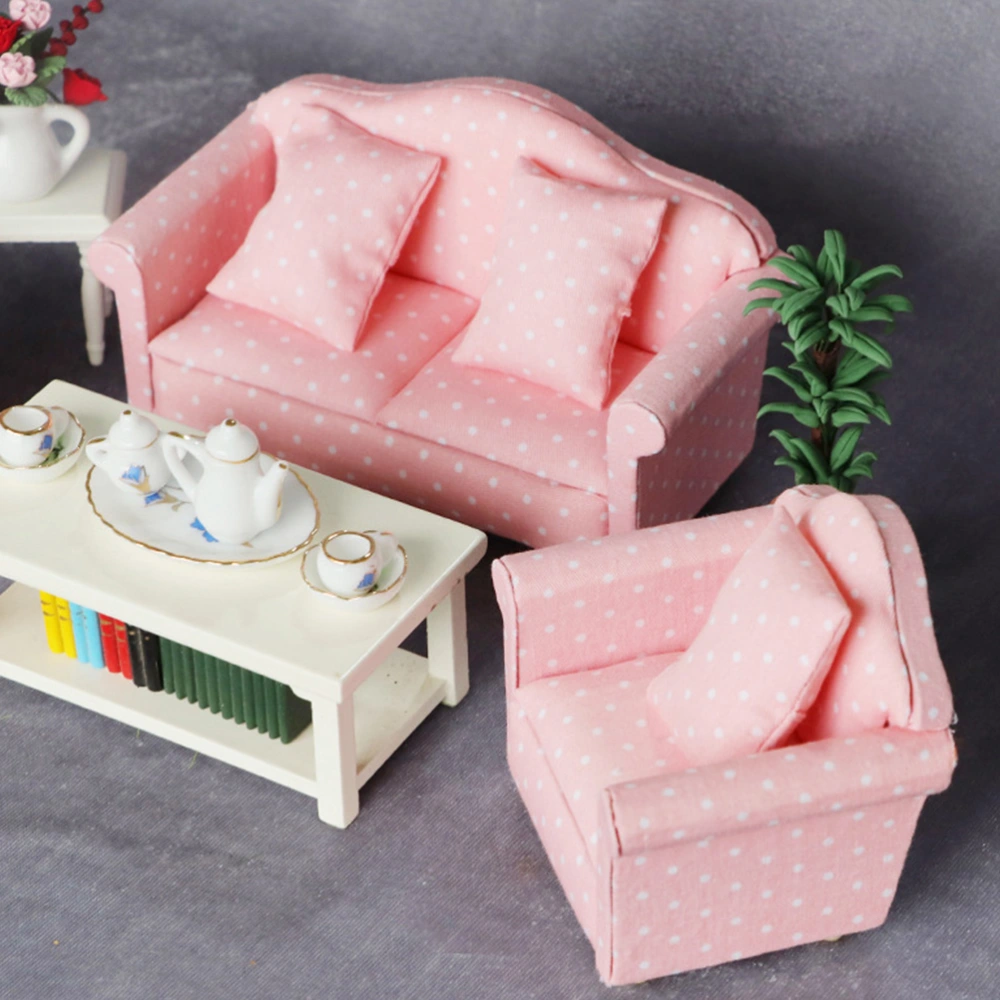 3pcs Playhouse Sofa Mini Sofa Playhouse Accessories Sofa Decor with pillow