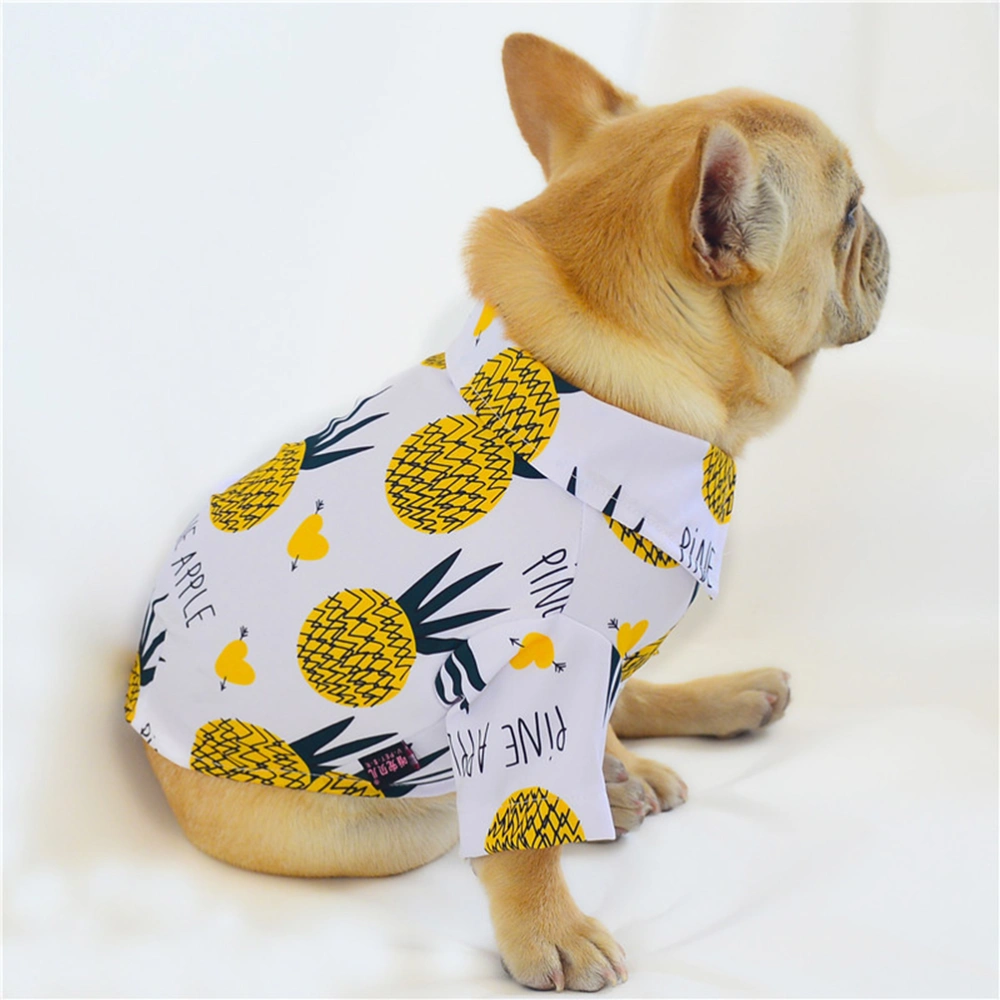 Summer Pineapple Pattern Shirt Dog Clothes Style Hawaii Shirt Pet Supplies Pet Coat (White Size L)