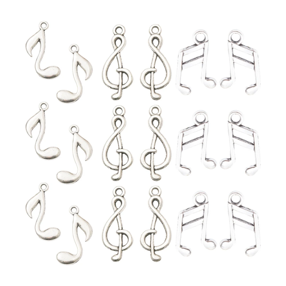 90pcs Note Design Pendants DIY Craft Pendants Alloy Hanging Decors Jewelry Chain Supplies for Female Silver