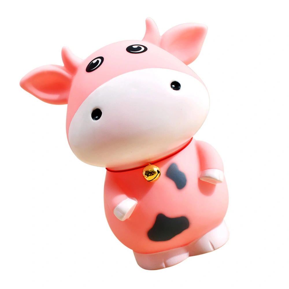 Adorable Ox Design Saving Pot Cartoon Coin Bank Vinyl Money Pot (Pink)