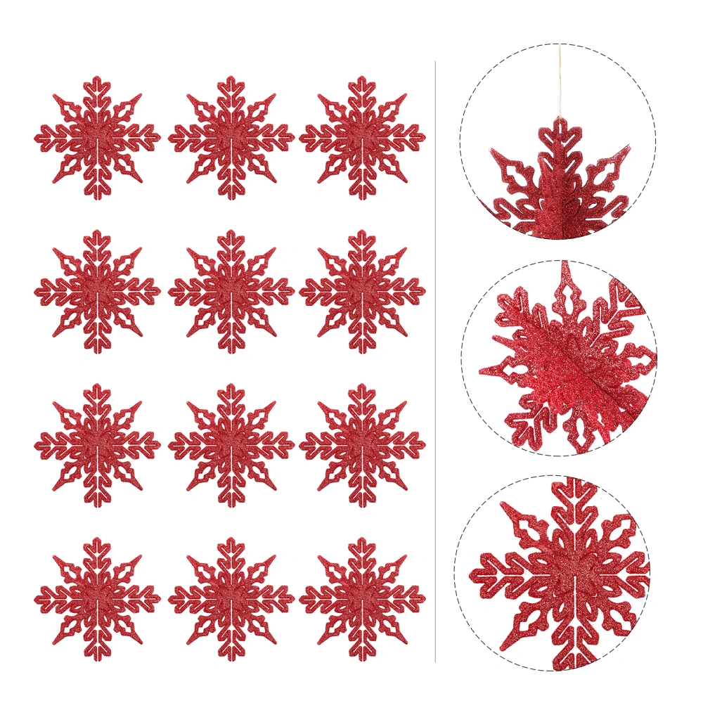 12pcs Christmas New Year Snowflake Shape Pendant Xmas Party Snowflake Ornaments