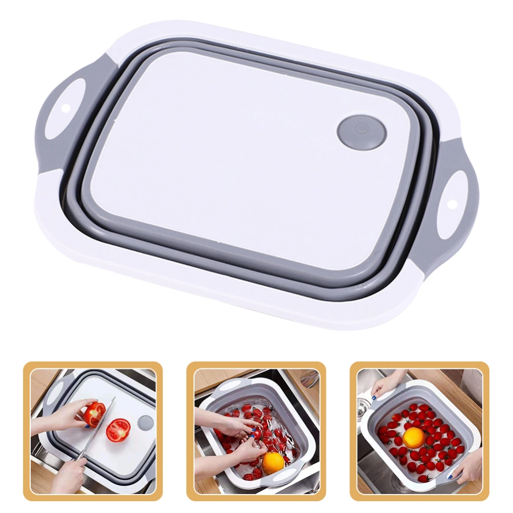 Foldable Cutting Board with Strainer Multifunctional Kitchen Vegetable Wash Basket