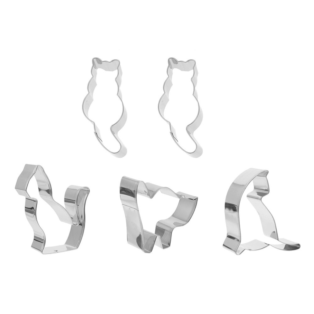 5pcs Biscuit Cutters Cat Shape Biscuit Mold Cookie Mold (Random Style)