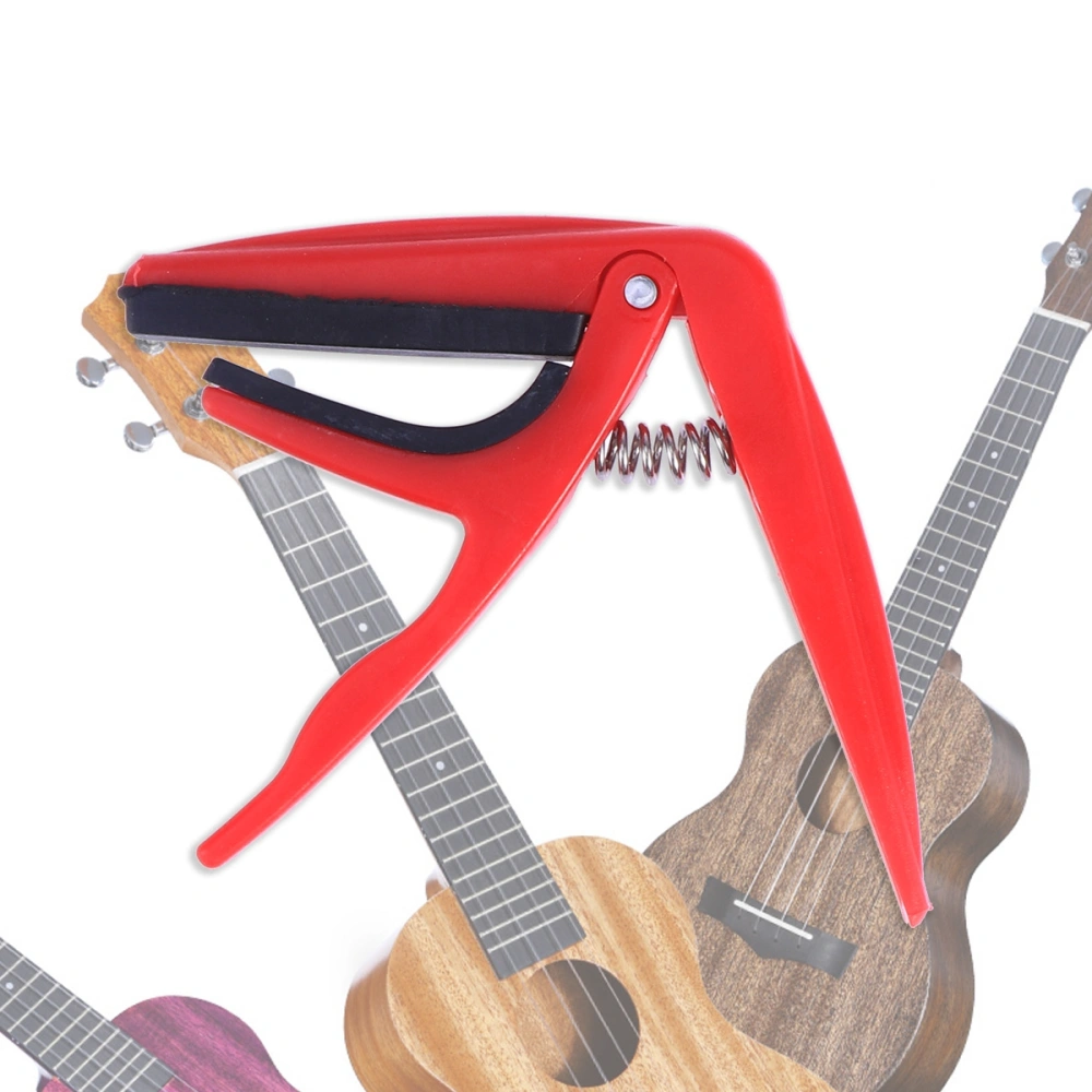 Professional Ukulele Capo Single-handed Quick Change Ukelele Capo Zinc Alloy Guitar Parts Accessories (Red)