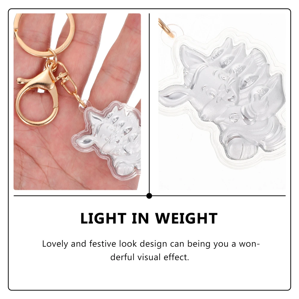 6pcs Alloy Rabbit Key Ring Chinese Zodiac Rabbit Shaped Keychain Gift Bag Pendant