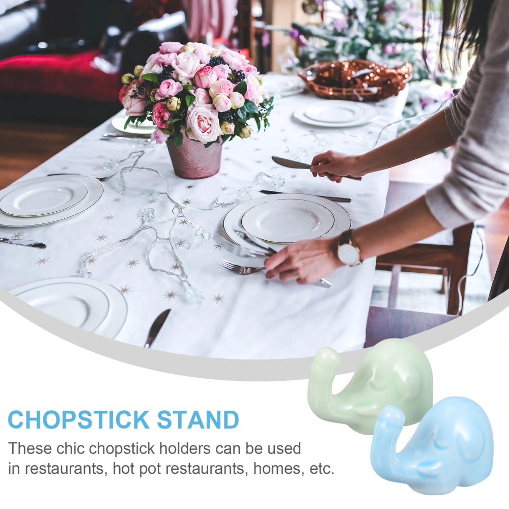 4Pcs Ceramic Elephant Chopstick Holder Lovely Animal Chopstick Rack Table Decors