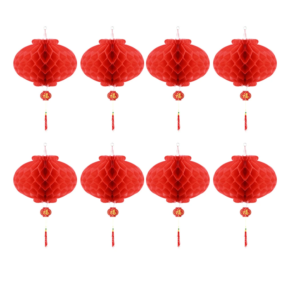 20pcs New Year Paper Lantern Chinese Style Spring Festival Red Hanging Lantern for Home Yard (Red)