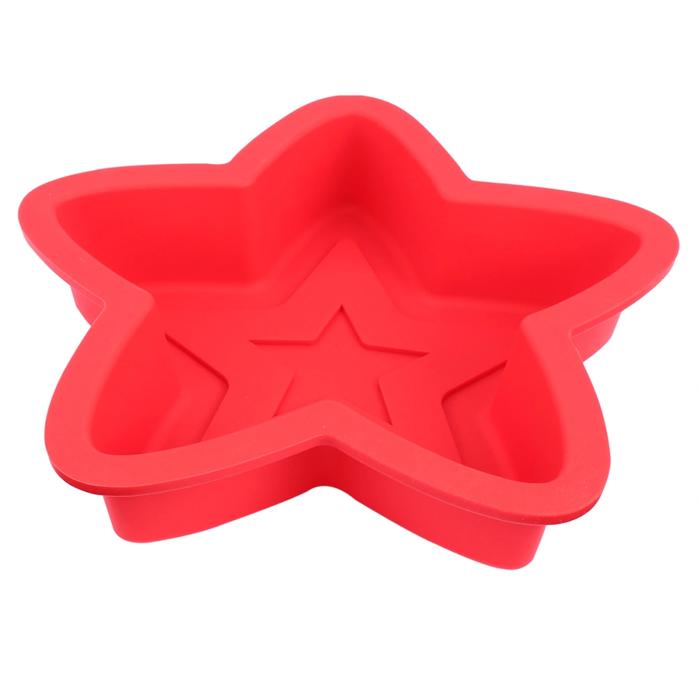 Diy Pentagram Silicone Cake Pan Baking Mold Nonstick Bakeware For Pudding Dessert Fruit Pie (Red)