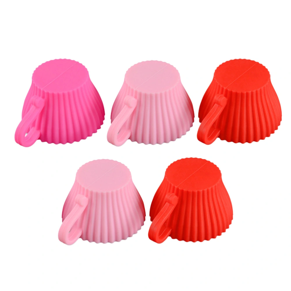 5pcs Muffin Cake Molds Muffin Cup Pudding Jelly Mould Reusable Silicone Cupcake Non-stick Baking Cups for Home (Random Color)