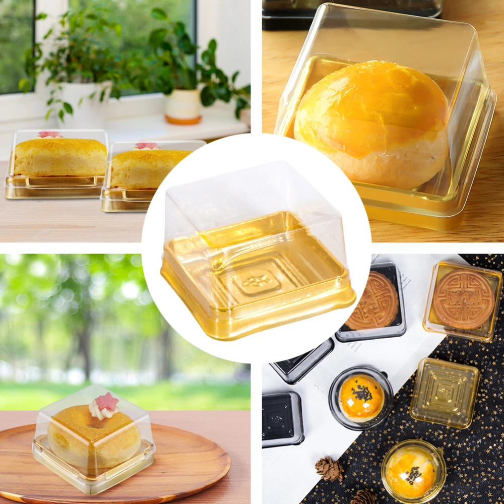 100 Pcs Convenient Moon Cake Boxes Square Packaging Boxes (Golden Black)