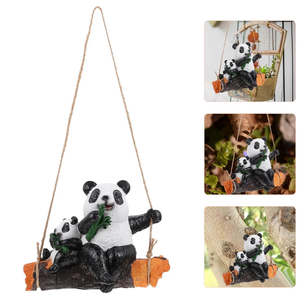 1pc Panda Statue Decor Adorable Swing Panda Ornament Animal Hanging Adornment