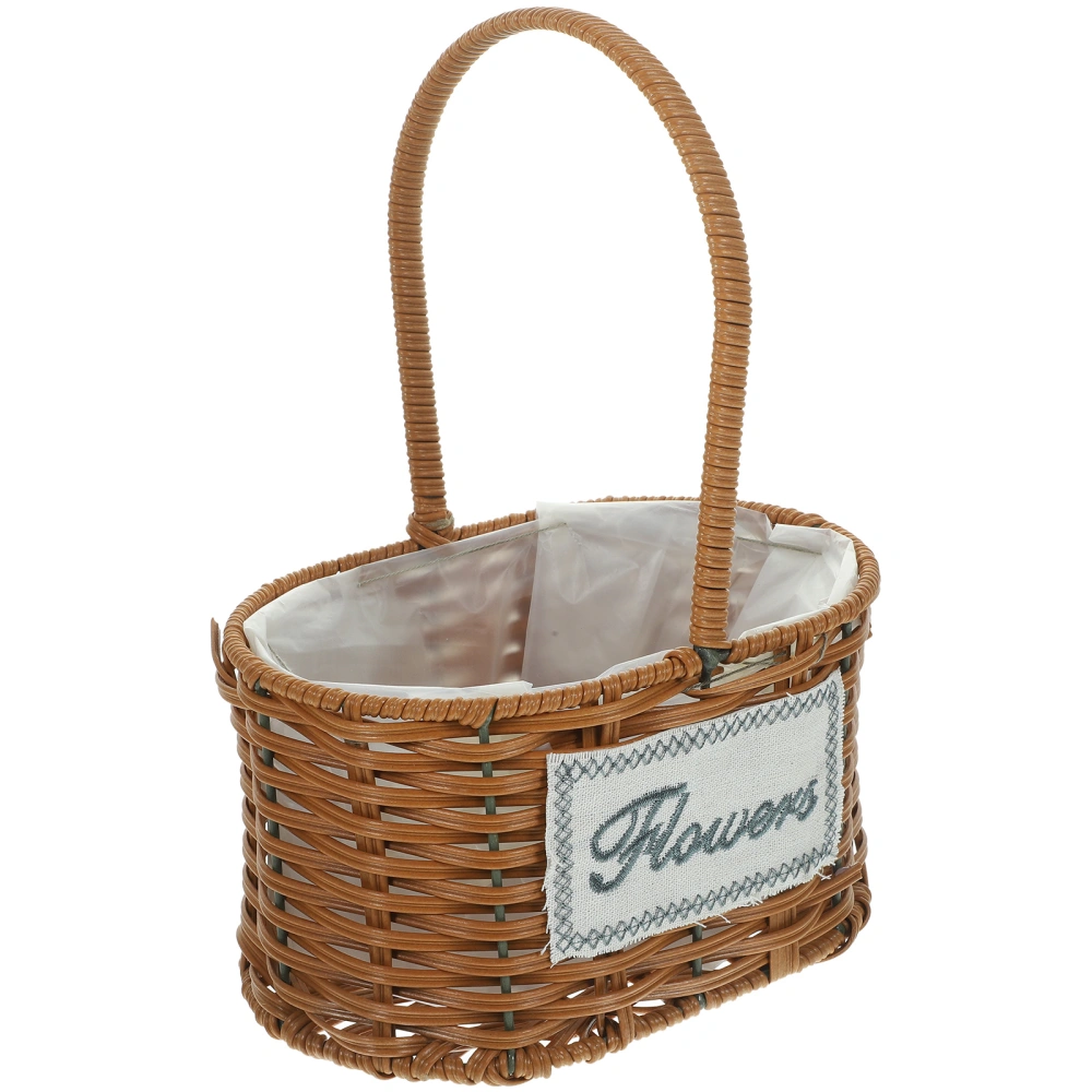 1pc Handwoven  Rattan Woven Storage Basket Decorative Flower Container for Decor