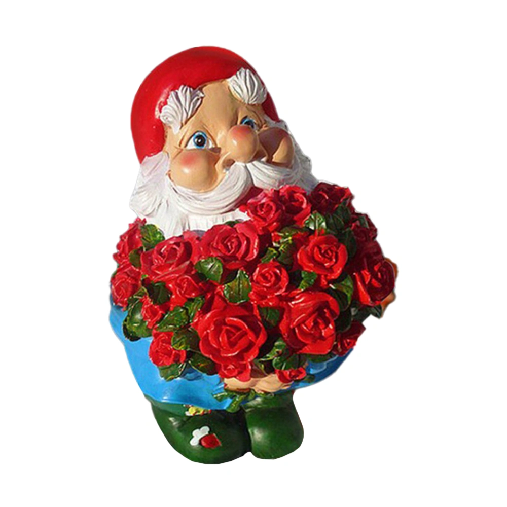 1Pc Garden Decor Holding Rose Garden Dwarf Decor Resin Gnome Craft for Decor