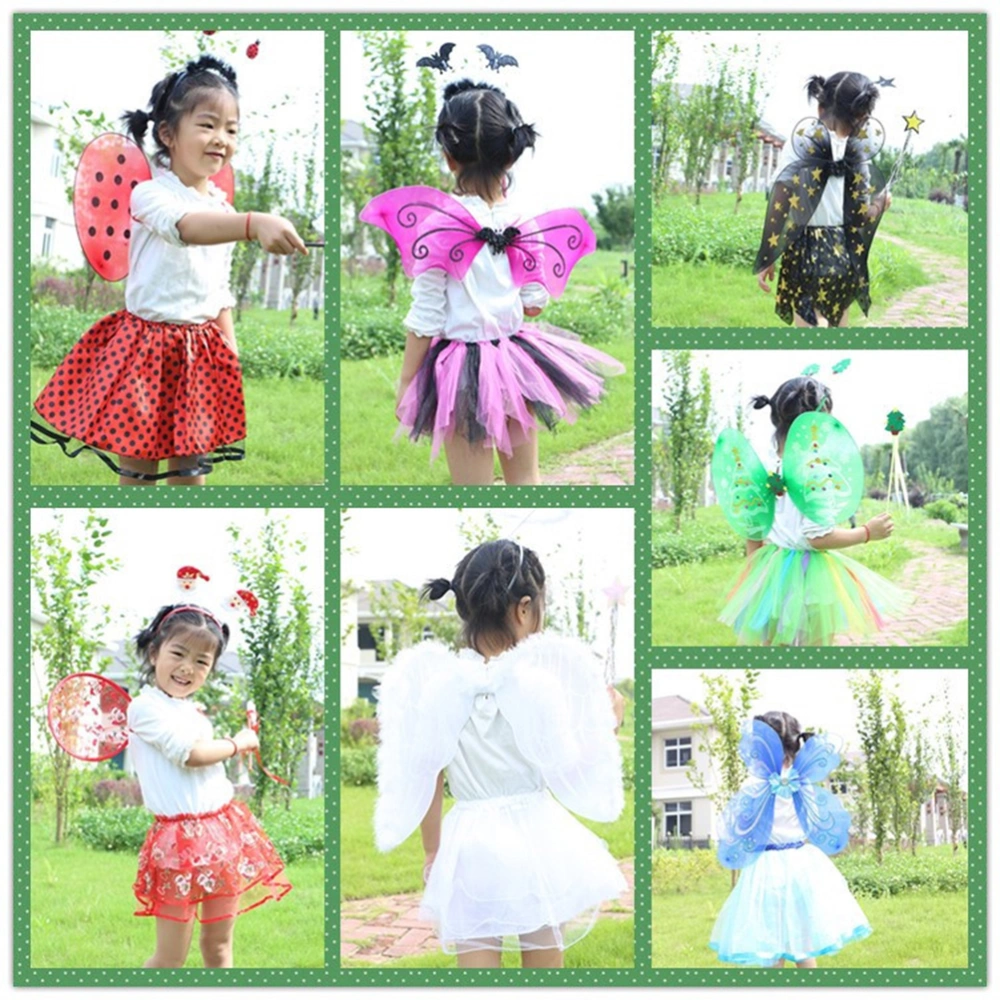 4pcs/set Lady Bird Costumes Headband Wand Tutu Skirt Set Angle Girls Fairy Dress Outfit (Ladybird)