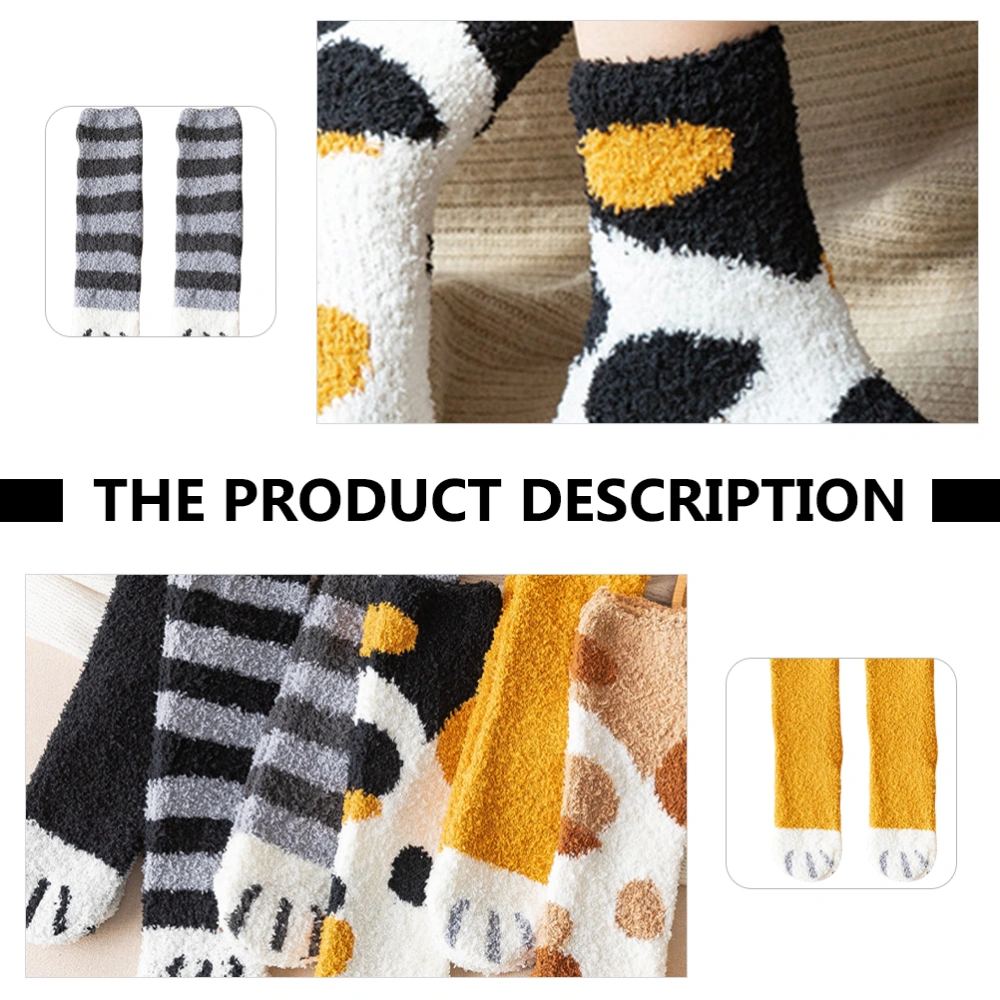 6 Pairs Useful Sleep Plush Socks Cartoon Warm Stockings Adorable Winter Socks