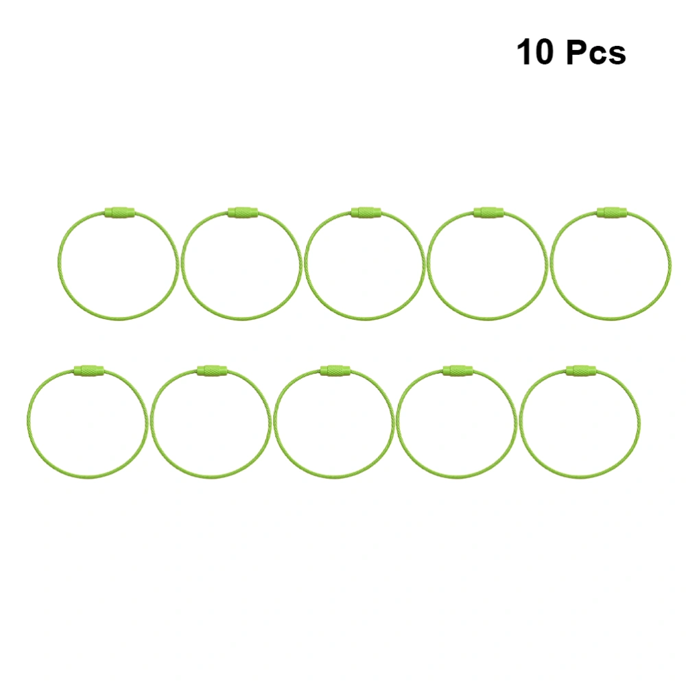 10Pcs Creative Keyring Metal Fashion Retro Simple Durable Keychain for Key (Fluorescent Green)