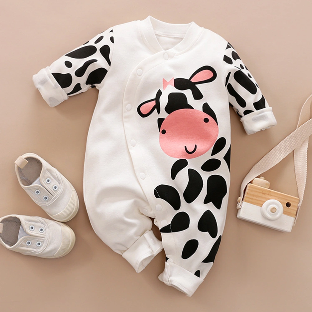 1pc Lovely Cow Pattern Baby Romper Long Sleeve Baby Jumpsuit for Baby Toddlers