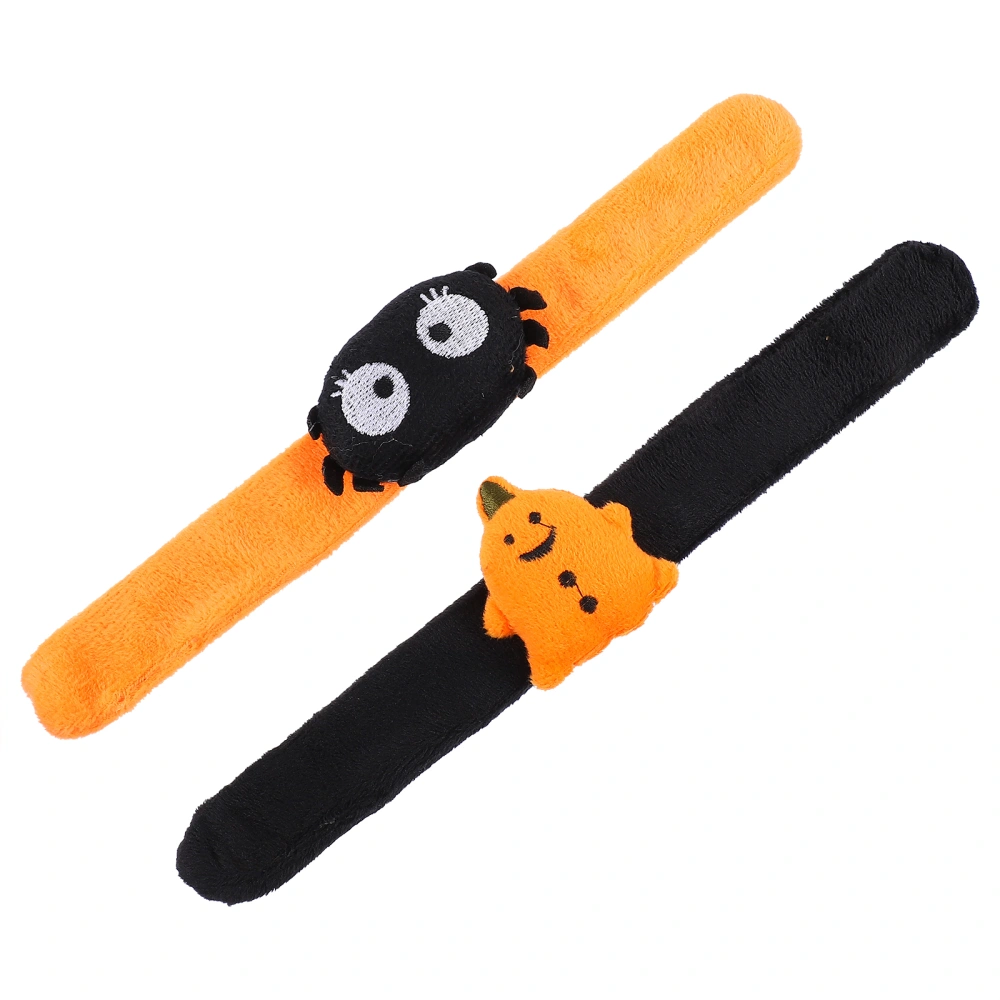 2pcs Halloween Theme Slap Wrist Bracelets Wristbands Cartoon Pumpkin Slap Bracelets