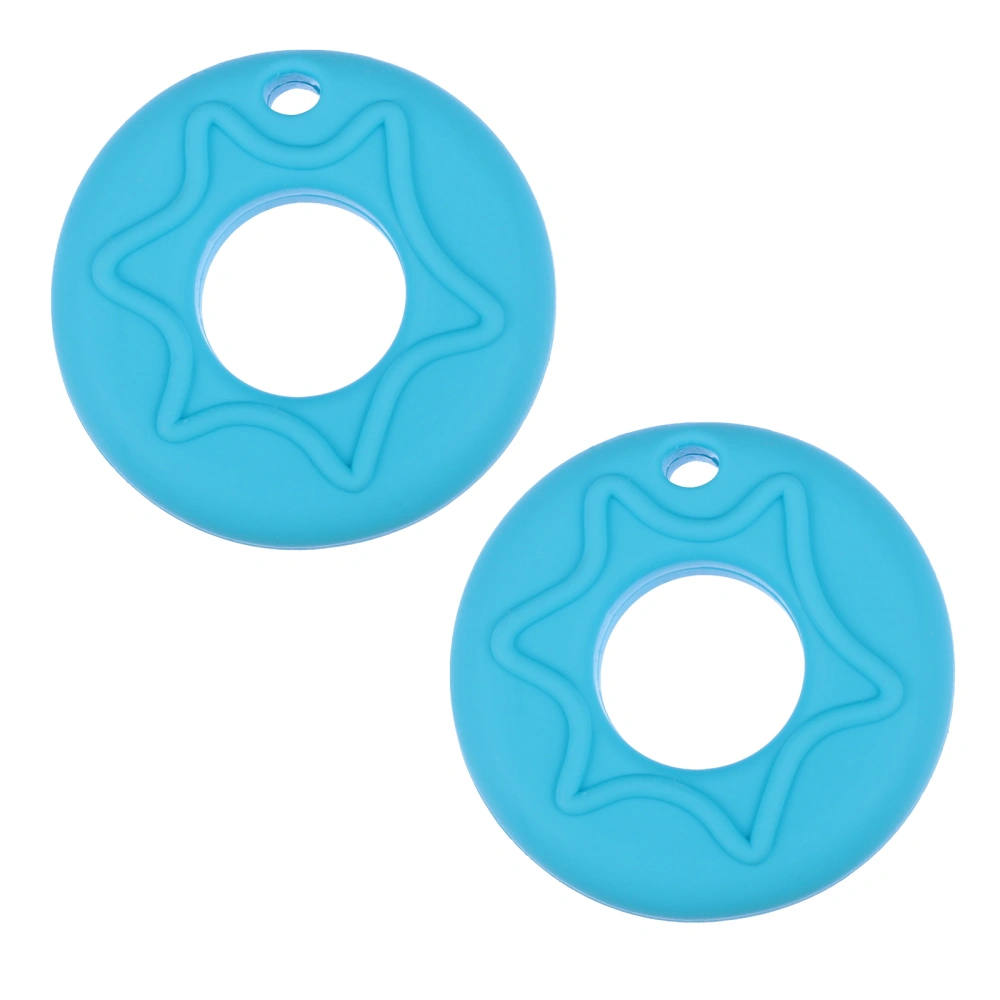 2pcs Silicone Hollow Teether Blocks Teething Tube Circle Chewing Toy DIY Pendant